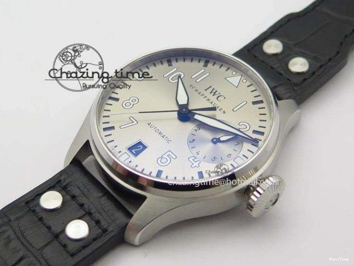 MIROTIME 0318 TimelessDesign Big Pilot Real PR IW500906 ZF 1:1 Best Edition Silver Dial On Black Leather Strap A 7285